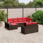 vidaXL Salon de jardin 10 Pièces avec coussins marron résine tressée