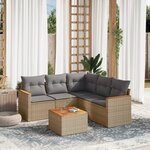 vidaXL Salon de jardin avec coussins 6Pièces mélange beige résine tressée