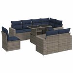 vidaXL Salon de jardin avec coussins 9 Pièces gris résine tressée acacia