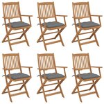 vidaXL Chaises pliables de jardin lot de 6 avec coussins Bois d'acacia
