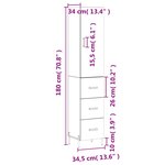 vidaXL Buffet haut Chêne sonoma 34 5x34x180 cm Bois d'ingénierie