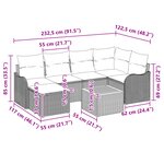Ensemble de Canapé de Jardin 7 Pièces avec Coussins Beige Poly Rattan Acacia