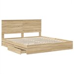 vidaXL Lit de Rangement Chêne Sonoma 180 x 200 cm Bois d'ingénierie