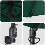 vidaXL Grand Parasol Vert de Patio Métal  Polyester Grand Inclinable