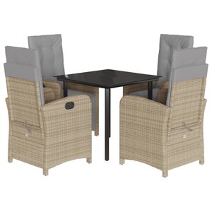 vidaXL Ensemble à manger de jardin coussins 5 Pièces mélange beige rotin