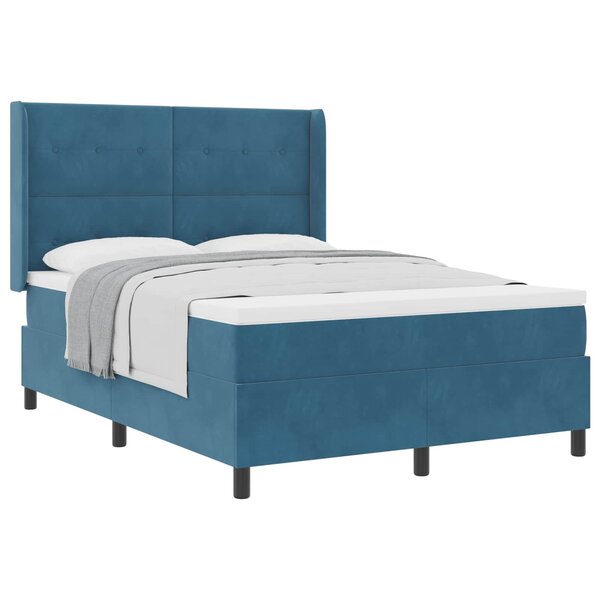 vidaXL Lit à ressorts avec matelas Bleu 160 x 200 cm Velours