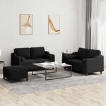 vidaXL Ensemble de canapés 3 Pièces avec coussins noir tissu