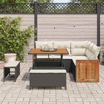 vidaXL Ensemble de canapé de jardin avec coussin 8 Pièces Noir et Crème