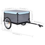 vidaXL Remorque de vélo noir et bleu 65 kg