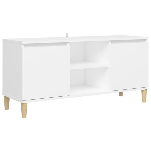 vidaXL Meuble TV avec pieds en bois massif Blanc 103 5x35x50 cm