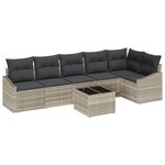 vidaXL Ensemble de canapé de jardin 7 Pièces Gris clair Poly rotin