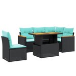 vidaXL Salon de jardin 6 Pièces avec coussins noir résine tressée