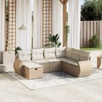 vidaXL Salon de jardin avec coussins 7 Pièces beige résine tressée