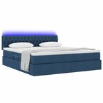 vidaXL Lit de rangement LED avec matelas Bleu 180 x 200 cm Tissu