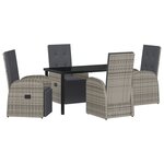 vidaXL Ensemble de jardin 5 pièces avec coussins Gris Rattan Poly