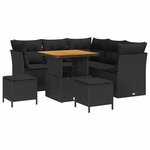 vidaXL Canapé de jardin 8 pièces en poly rotin noir et acacia