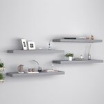 vidaXL Étagères murales flottantes 4 Pièces gris 80x23 5x3 8 cm MDF
