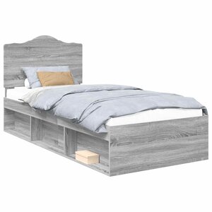vidaXL Cadre de lit Gris Sonoma 75 x 190 cm Pin massif