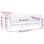 vidaXL Canapé Chesterfield 3 places bleu tissu