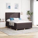 Lit Box Spring vidaXL avec Matelas - Brun Foncé  140x200 cm  Tissu