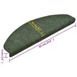 vidaXL Tapis autoadhésifs de marches 10 Pièces Vert 65x21x4 cm Aiguilleté
