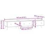 vidaXL Meuble TV Blanc brillant 147 x 34 5 x 30 cm Bois d'ingénierie