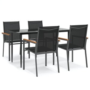 vidaXL Ensemble à manger de jardin 5 Pièces noir textilène et acier