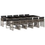vidaXL Ensemble à manger de jardin 11Pièces avec coussins gris poly rotin