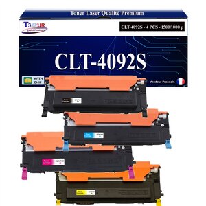 T3AZUR - 4x Toners compatibles avec Samsung CLT-4092S pour Samsung CLP310 CLP310N CLP315 CLP315W CLX3170 CLX3170FN CLX3175 CLX3175FN CLX3175FW CLX3175N