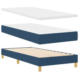 vidaXL Lit à ressorts avec matelas Bleu 100 x 200 cm tissu