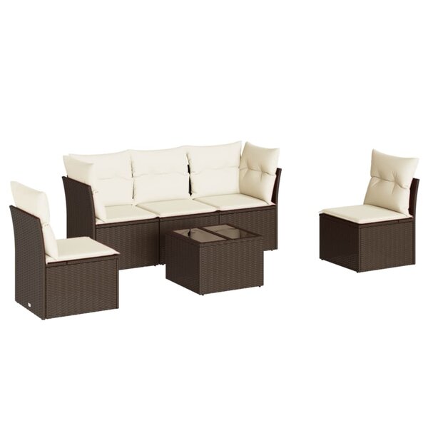 vidaXL Salon de jardin avec coussins 6 Pièces marron résine tressée