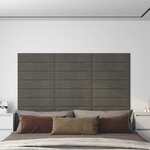 vidaXL Panneaux muraux 12 Pièces Gris foncé 60x15 cm Velours 1 08 m²