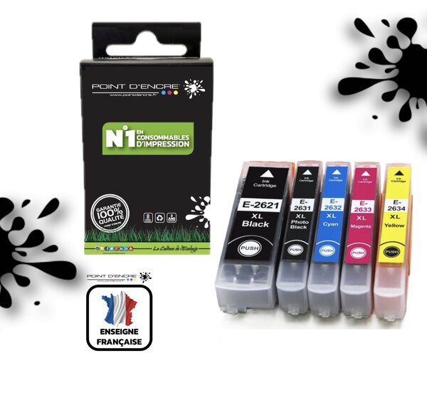 26XL - Ours - NOIR / CYAN / MAGENTA / JAUNE / NOIR PHOTO - Grande capacité