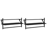 vidaXL Étagères murales avec barres 2 Pièces noir 65x25x30 cm