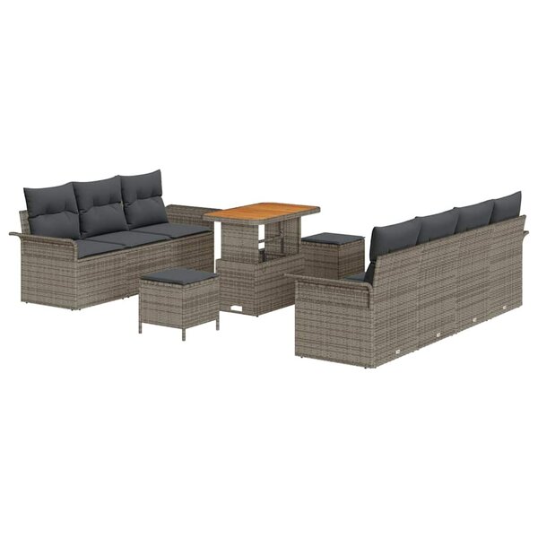 vidaXL Ensemble de canapé de jardin 10 Pièces Gris polyrotin