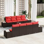 vidaXL Ensemble de canapé de jardin 9 Pièces Beige Rouge 55 x 55 x 37 cm