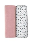 Boîte 2 langes 120 cm - vieux rose / campagne florale