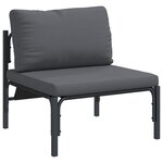 vidaXL Ensemble de canapé de jardin avec coussin 8 Pièces Noir Acier