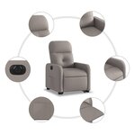 vidaXL Fauteuil inclinable électrique taupe tissu