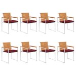 vidaXL Chaises de jardin lot de 8 avec coussins Bois d'acacia solide