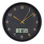 Horloge murale avec affichage digital Ø 25 cm - plastique noir