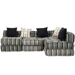vidaXL Pouf modulaire à 4 places Gris rayé Tissu
