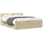 vidaXL Cadre de lit tête de lit sans matelas chêne sonoma 150x200 cm