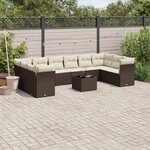 vidaXL Salon de jardin et coussins 11 Pièces marron résine tressée