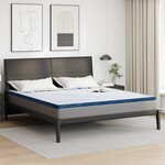 vidaXL Coussins de Matelas Blanc et Bleu 200 x 200 cm