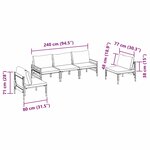 vidaXL Ensemble de canapé de jardin 5 Pièces Anthracite Acier