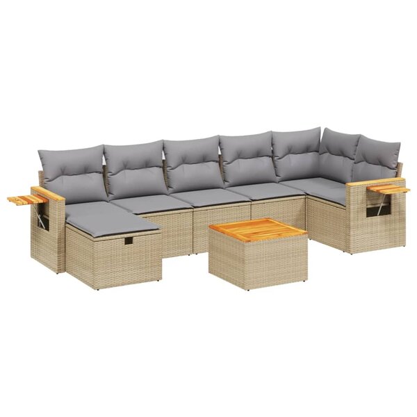 vidaXL Salon de jardin avec coussins 8Pièces mélange beige résine tressée