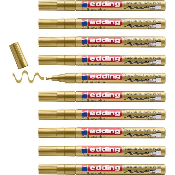 Marqueur Peinture brillante Calligraphie 753 Or 1-2 5 mm x 10 EDDING