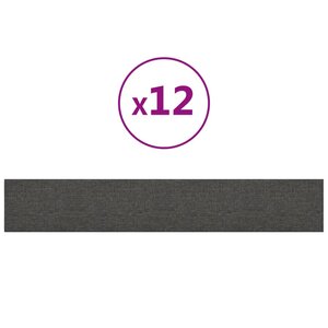 vidaXL Panneaux muraux 12 Pièces Gris foncé 90x15 cm Tissu 1 62 m²