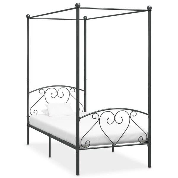 vidaXL Cadre de lit à baldaquin sans matelas gris métal 90x200 cm